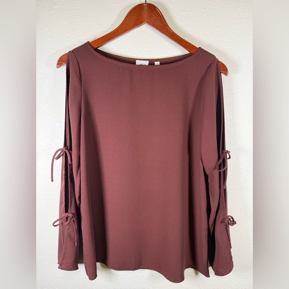 Wilfred Aritzia Women's Tie Open Sleeve Semi-Sheer Blouse Size Small Flowy BOHO